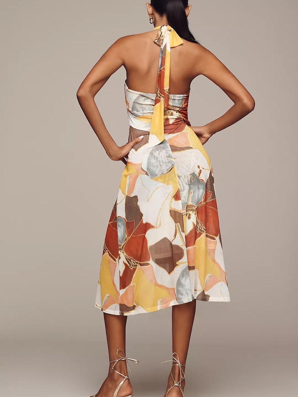 Anthropologie Halter Midi Dress in Multi-Tone Floral - Picture 7 of 11